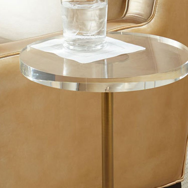 Clear Acrylic Round Side Table Set Glam Steel Pedestal End Table
