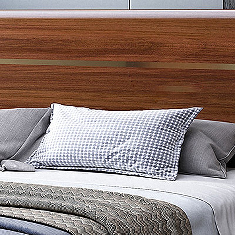 Mid-Century Modern Standard Bed Walnut Espresso Bed Frame With Custom Gold Legs Clearhalo 'Bedroom Furniture' 'Beds' 'furn' 'furn_beds' 'Furniture' 1200x1200_1560dd3d-87b9-42c6-a875-64d95ab7495e