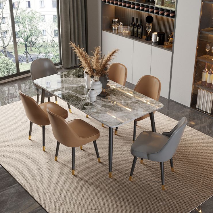 Rectangle Dining Table Set 1/2/5/7 Pieces Modern Indoor Dinette Set in Grey Clearhalo 'Dining Room Sets' 'Dining Tables & Seating' 'dining_room_set' 'furn' 'furn_dining_room_set' 'Furniture' 'Kitchen & Dining Furniture' 1200x1200_15650c8e-57f7-41cc-8467-83d894b3b625