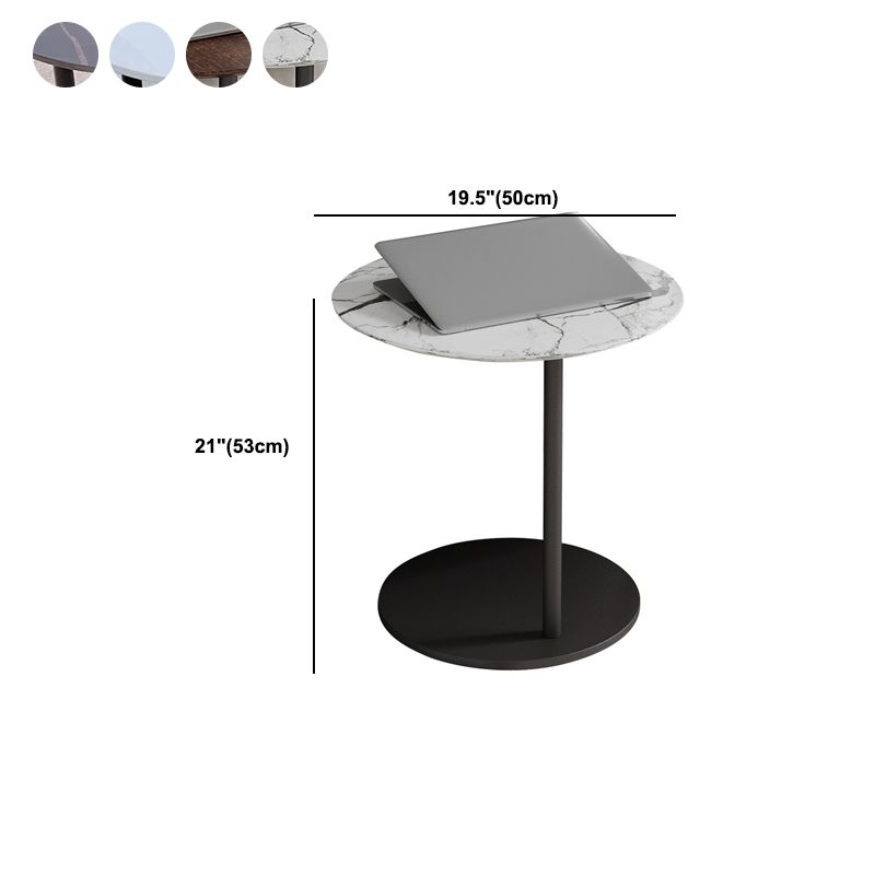 Modern Round Stone Pedestal Sofa Side Accent Table - Dia 19.69" Clearhalo 'Coffee & Accent Tables' 'End & Side Tables' 'end_side_tables' 'furn' 'furn_end_side_tables' 'Furniture' 'Living Room Furniture' 1200x1200_15652e48-115c-4deb-820b-5e20fb067f00