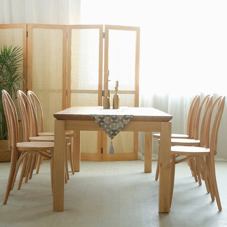 Set da pranzo in legno in solido moderno 1/2/5/7 pezzi Finitura naturale Dinette con sedie in legno