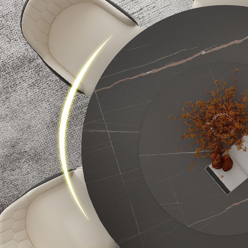 Round Sintered Stone Dining Table Modern Furniture with Double Pedestal for Home Clearhalo 'Dining Tables & Seating' 'Dining Tables' 'dining_table' 'furn' 'furn_dining_table' 'Furniture' 'Kitchen & Dining Furniture' 1200x1200_1567e737-e627-47ee-a981-fa16426e87ef