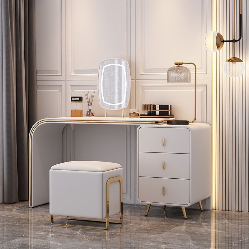 Leather Makeup Vanity Desk Lighted Mirror Makeup Vanity Desk Table