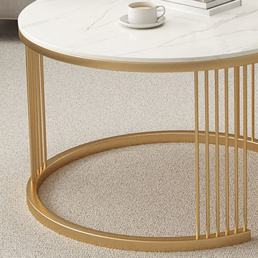 Mesa de café de metal y pizarra juego de mesa de café redondo de marco redondo