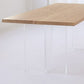 Modern Pine Wood Table for Restaurant Rectangle Dining Table with Acrylic Double Pedestal