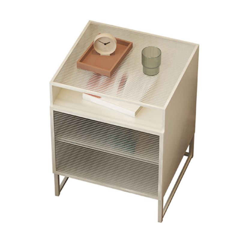 Modern 23 pollici H comodini galss top 1 gambe da tavolo da notte con porta