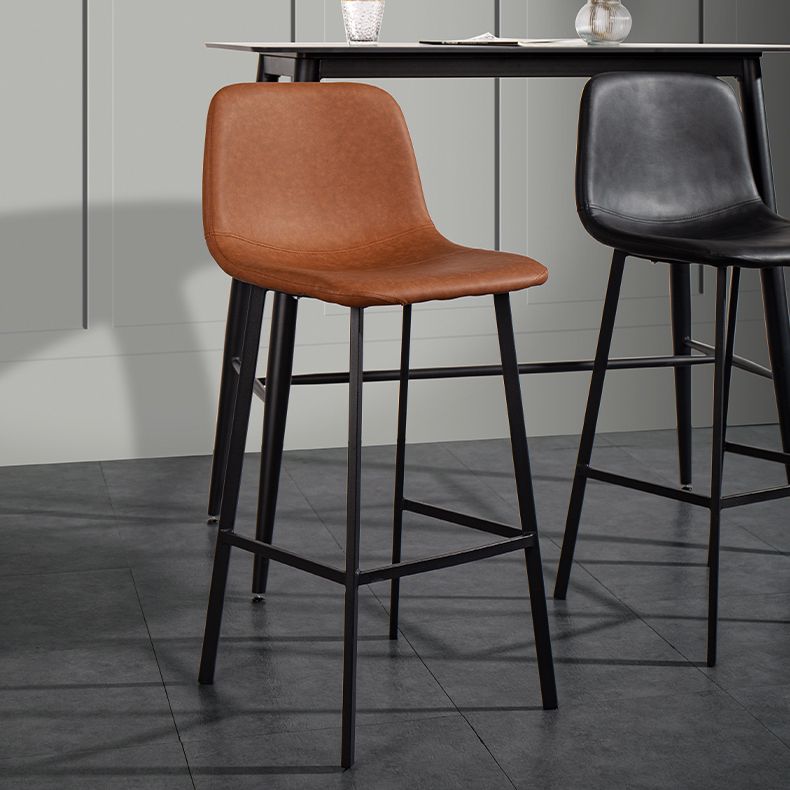 Contemporary Counter Stools Armless Leather Indoor Bar Stool with Iron Base Clearhalo 'Bar Furniture' 'Bar Stools' 'bar_stools' 'furn' 'furn_bar_stools' 'furniture_bar_stools' 'Kitchen & Dining Furniture' 'kitchen&dining_furn' 'kitchen' 'kitchen_furn' Furniture' 1200x1200_15713a4f-6755-4c40-a244-733280868a31