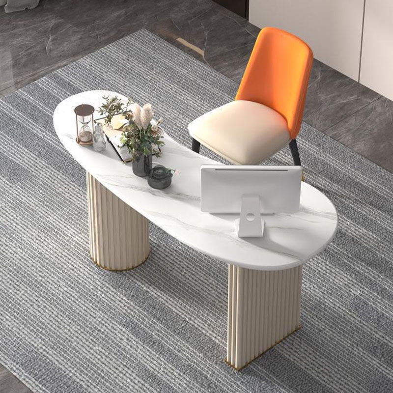 Zeitgenössischer Steinschreibtisch 29,53 Zoll großer weißer Büroschalter