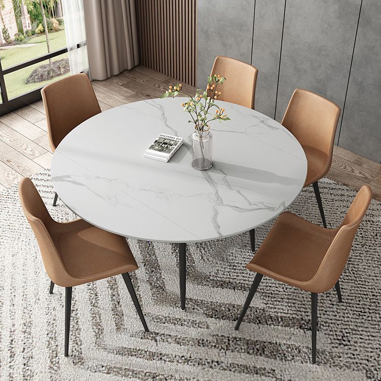Simplicity Style Round Stone Table Drop-Leaf Dinner Table for Dining Room Clearhalo ' dining_table' 'Dining Tables & Seating' 'Dining Tables' 'Furniture' 'furniture_dining_table' 'Kitchen & Dining Furniture' 'kitchen&dining_furn' 'kitchen' 'kitchen_dining_table' 1200x1200_1572b475-5a62-449a-806b-e38c5a87ef4a