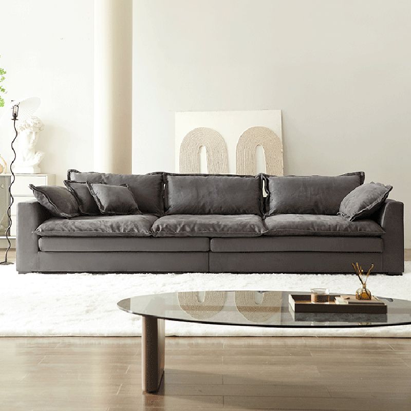 スリップカバーの静止リビングルーム枕トップアーム標準グレーソファ