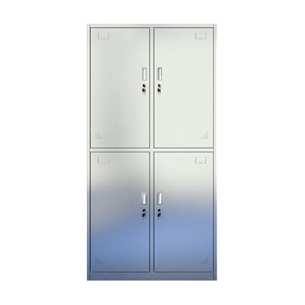 Silver Storage Cabinet with Hinged Doors Contemporary Steel Indoor Cabinet Clearhalo 'Armoires & Wardrobes' 'armoires_wardrobes' 'Bedroom Furniture' 'furn' 'furn_armoires_wardrobes' 'Furniture' 1200x1200_1574b72b-a928-45e7-85b8-865e3e7f772e