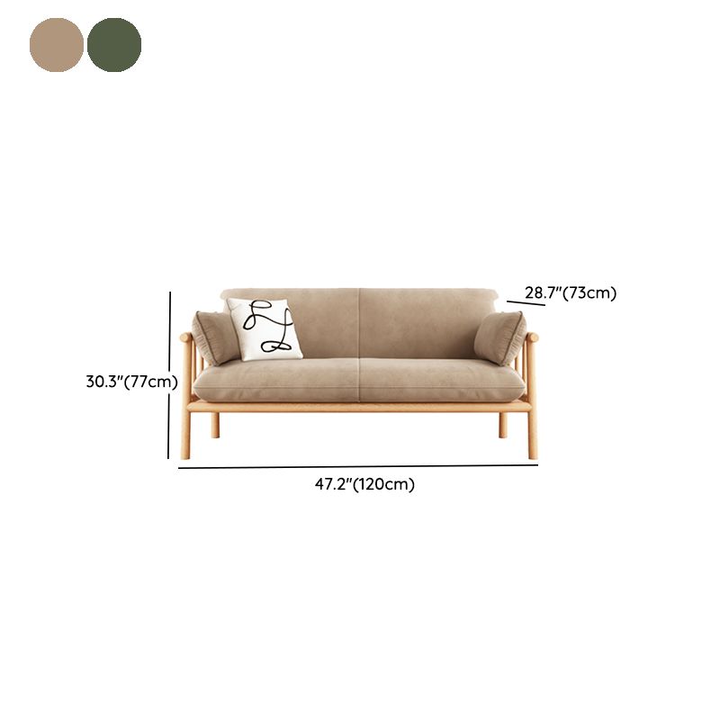 Slipcovered Single Cushion Sofa Tropical Solid Wood Seat with Pillows