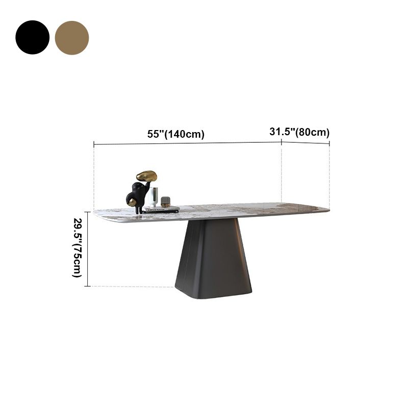 Modern Style Rectangle Dining Table Sintered Stone Pedestal Dining Table for Home Use Clearhalo ' dining_table' 'Dining Tables & Seating' 'Dining Tables' 'furn' 'furn_dining_table' 'Furniture' 'furniture_dining_table' 'Kitchen & Dining Furniture' 'kitchen&dining_furn' 'kitchen' 'kitchen_dining_table' 1200x1200_1575a745-6522-4a74-a718-f8df5a054c79