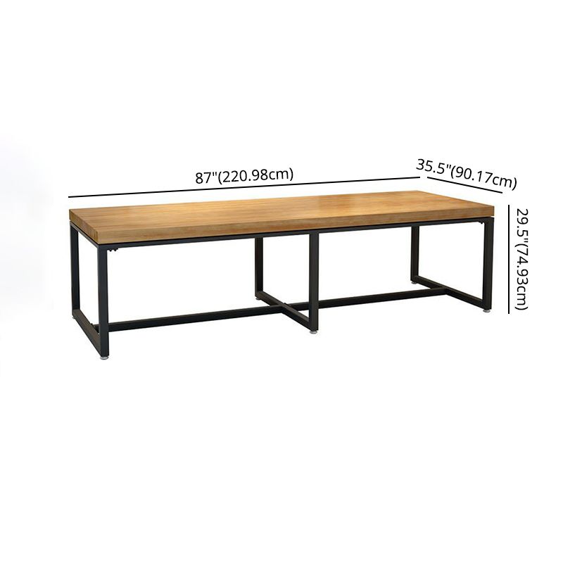 Industrial Wooden Dining¬†Room¬†Set with Rectangle Table and Black Legs Dining Table Furniture Clearhalo 'Dining Room Sets' 'Dining Tables & Seating' 'dining_room_set' 'furn' 'furn_dining_room_set' 'Furniture' 'furniture_dining_room_set' 'Kitchen & Dining Furniture' 'kitchen&dining_furn' 'kitchen' 1200x1200_157760f0-4da0-45e3-84d8-381b143d07ff