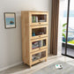 Gabinete natural de almacenamiento de madera maciza de 31.5 pulgadas de acento de vidrio de ancho