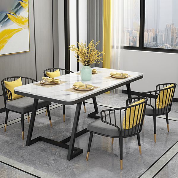 Modern 1/2/5/7 Pieces Dining Set White Stone Top Dining Furniture Clearhalo 'Dining Room Sets' 'Dining Tables & Seating' 'dining_room_set' 'furn' 'furn_dining_room_set' 'Furniture' 'Kitchen & Dining Furniture' 1200x1200_157c4ba6-691e-4833-adaa-0bd40c4dc22e