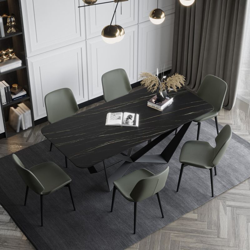 Rectangle Dining Table Set 1/2/7 Pcs Sintered Stone Table with Wingback Chairs Clearhalo 'Dining Room Sets' 'Dining Tables & Seating' 'dining_room_set' 'furn' 'furn_dining_room_set' 'Furniture' 'Kitchen & Dining Furniture' 1200x1200_157cfc72-270f-41d0-b96a-b94c07f27129