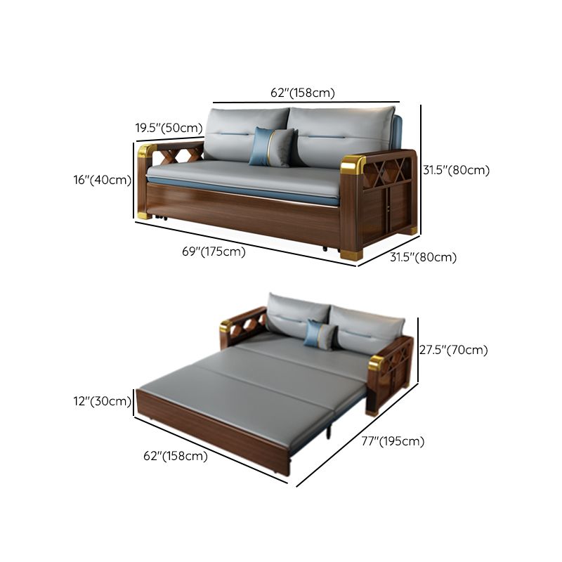 Divano per dormiente moderno in pelle finta 31,45 "H divano a braccia quadrate imbottite
