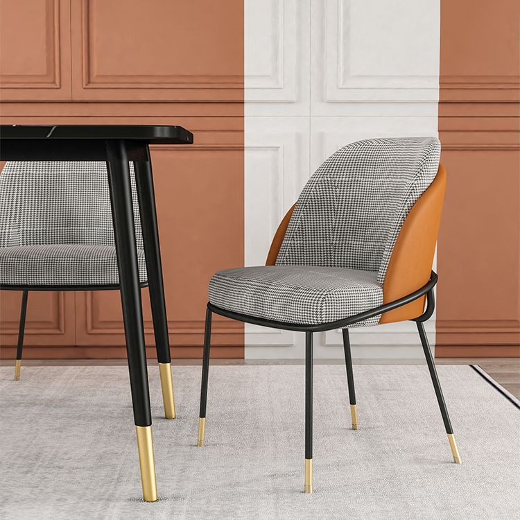 Nordic Style Metal Dining Room Chair Upholstered Armless Chair for Restaurant Use Clearhalo ' kitchen&dining_furn' 'Dining Chairs' 'Dining Tables & Seating' 'dining_chair' 'furn' 'furn_dining_chair' 'Furniture' 'furniture_dining_chair' 'Kitchen & Dining Furniture' 'kitchen' 1200x1200_157de419-13dd-4b30-a985-cd96c3333a3c