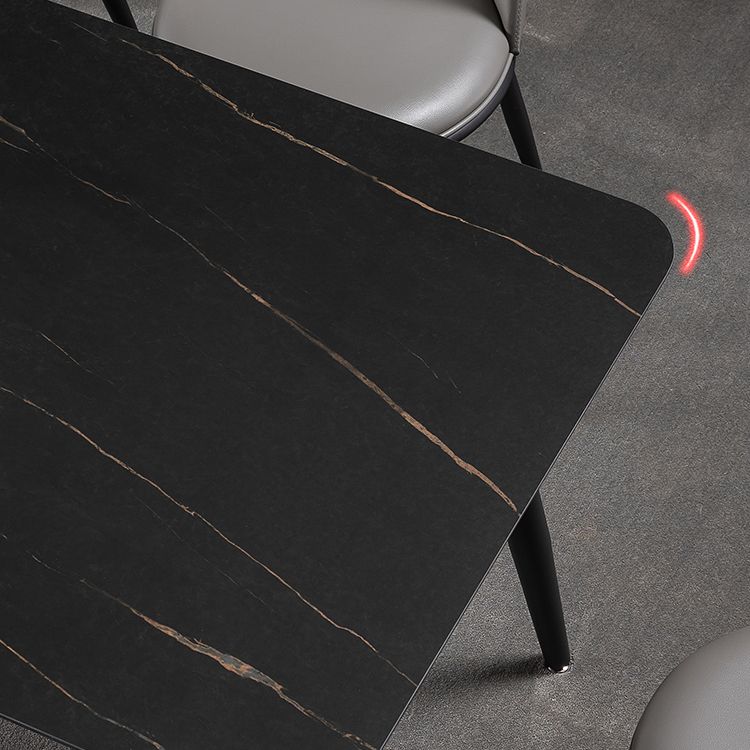 Modern 1/4/5/7 Pieces Rectangle Dinette Set with Sintered Stone Top Black Dining Table Set Clearhalo 'Dining Room Sets' 'Dining Tables & Seating' 'dining_room_set' 'furn' 'furn_dining_room_set' 'Furniture' 'furniture_dining_room_set' 'Kitchen & Dining Furniture' 1200x1200_157e2314-0bc6-4299-a64e-6668ac449f7e