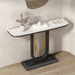 Black Pedestal Table Modern Half Moon Accent Tablel for Hall
