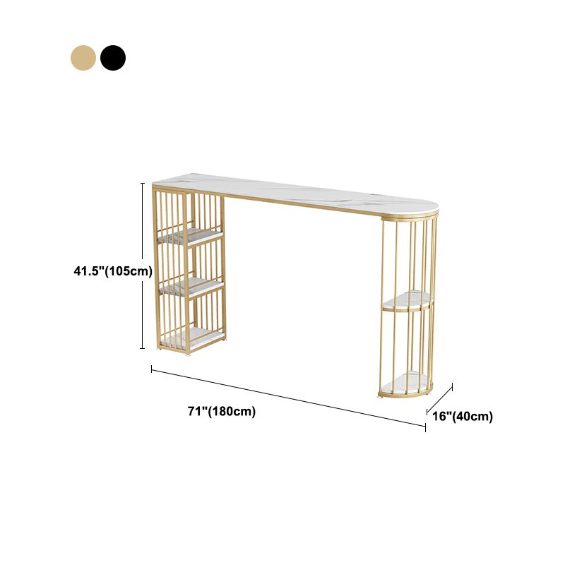 Glossy White Stone Top Bistro Table with Storage Glam Style Specialty Bar Table Clearhalo 'Bar Furniture' 'Bar Tables' 'bar_tables' 'furn' 'furn_bar_tables' 'Furniture' 'Kitchen & Dining Furniture' 1200x1200_15812f4e-d18a-4e0f-9f81-57a786eb5eff