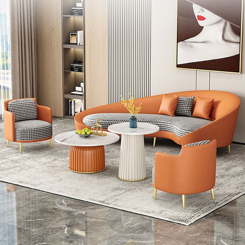 Divano curvo in finta pelle con braccio inclinata per soggiorno 33,47 "di alto livello