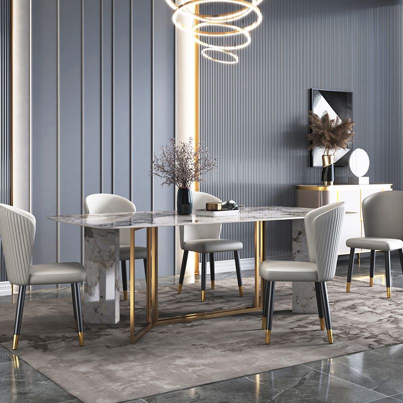 Traditional Luxury Dining Table Rectangle Sintered Stone Dining Table with Gold Frame for Home Clearhalo ' dining_table' 'Dining Tables & Seating' 'Dining Tables' 'furn' 'furn_dining_table' 'Furniture' 'furniture_dining_table' 'Kitchen & Dining Furniture' 'kitchen&dining_furn' 'kitchen' 'kitchen_dining_table' 1200x1200_1584c670-331e-4286-bbb0-b4ac2c116cbd