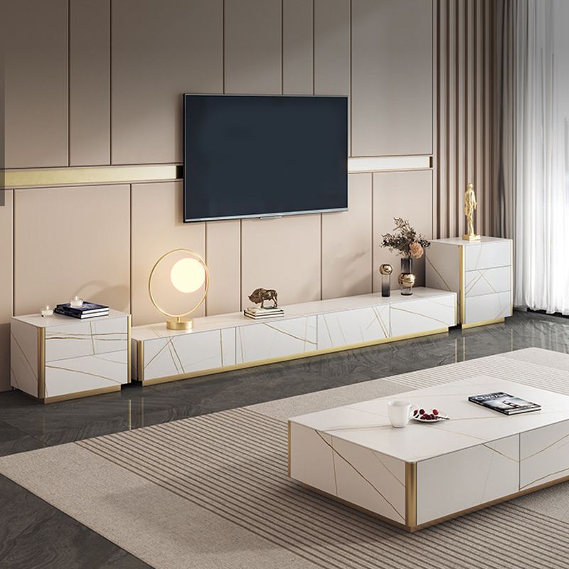 Glam Stone TV Stand White TV Media Stand with Drawers for Living Room Clearhalo 'furn' 'furn_tv_stands_entertainment_centers' 'Furniture' 'Living Room Furniture' 'TV Stands & Entertainment Centers' 'TV Stands & Media Storage Furniture' 'tv_stands_entertainment_centers' 1200x1200_1584f63a-f53c-478d-bc68-6099a1a88ce4