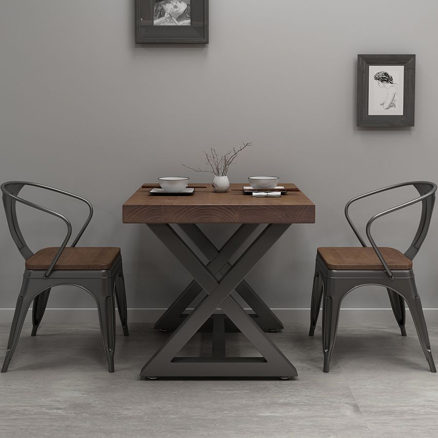 Industrial Square Dining Table Pine Solid Wood Table with Trestle Base Clearhalo ' dining_table' 'Dining Tables & Seating' 'Dining Tables' 'furn' 'furn_dining_table' 'Furniture' 'furniture_dining_table' 'Kitchen & Dining Furniture' 'kitchen&dining_furn' 'kitchen' 'kitchen_dining_table' 1200x1200_15864f86-1f0e-4171-b971-b676f9a23b1d