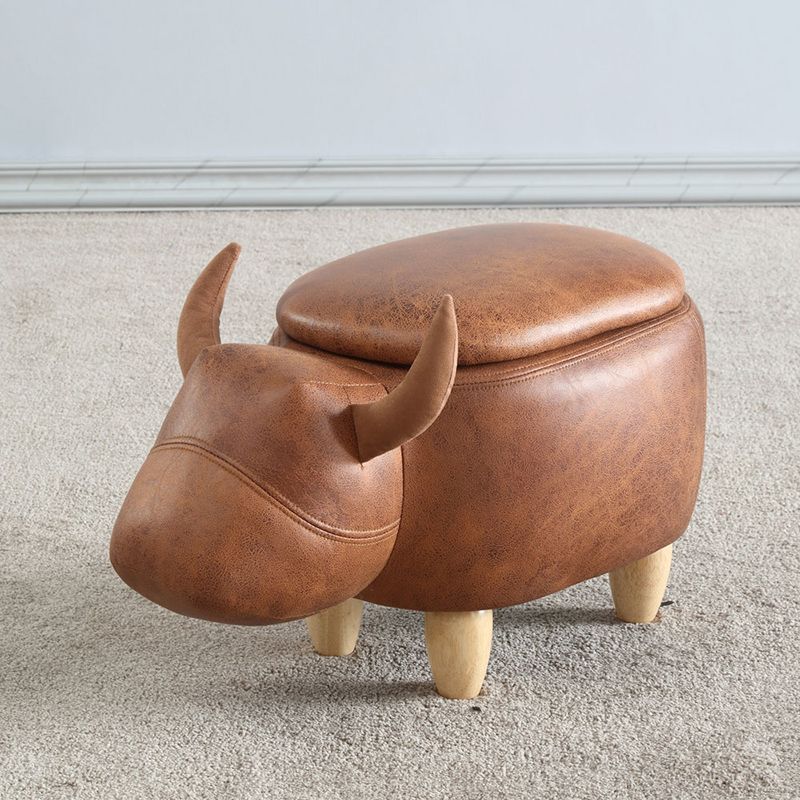 Contemporary Standard Ottoman with Upholstered Faux Leather Top Pouf Clearhalo 'furn' 'furn_ottomans_poufs' 'Furniture' 'Living Room Furniture' 'Ottomans & Poufs' 'ottomans_poufs' 1200x1200_15867619-001a-433f-9d62-c7e3dc95df08