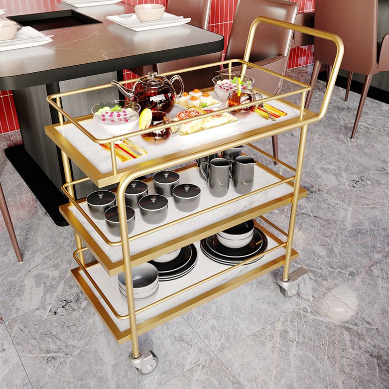 33.86"H Rolling Modern Prep Table Rectangular Metal Prep Table for Home Use