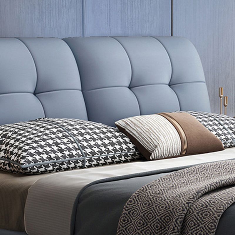 Contemporary Faux Leather Standard Bed, Rectangular Upholstered Headboard Bed Clearhalo 'Bedroom Furniture' 'Beds' 'furn' 'furn_beds' 'Furniture' 1200x1200_15874b7c-2837-42af-bb3a-e99113316f74