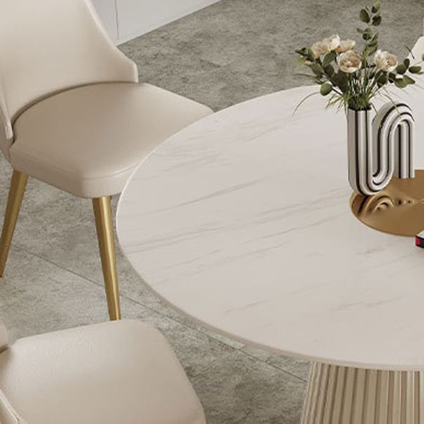 Round Pedestal Dining Table Set 1/2/3/5/7 Pcs Sintered Stone Table and Chairs