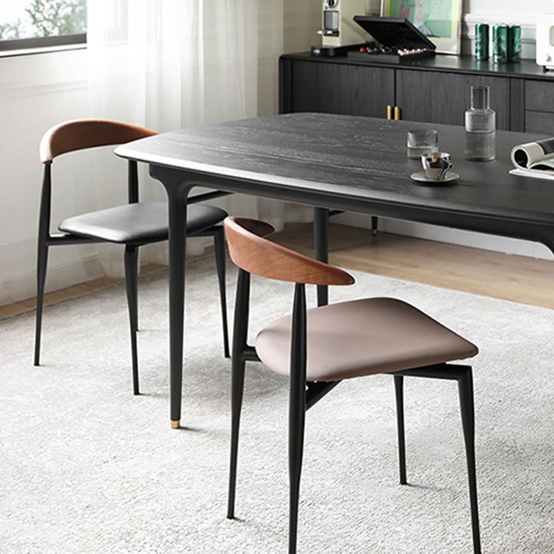 Armless Dining Chairs Industrielle Kunstleder -Seitenstühle für Esszimmer