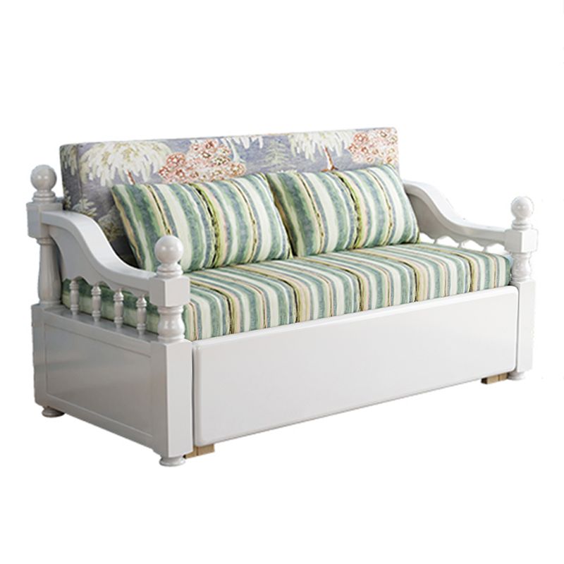 現代的な折りたたみ式寝台ソファ緑色のリネンソファベッドと布張り