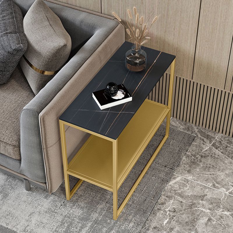 Mesa de basado de trineo de hierro de 21.6 "de altura de la mesa lateral rectangular de pizarra rectangular con estante