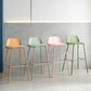 Plastic Scandinavian Bar Stools Low Back Barstool with 4 Iron Legs