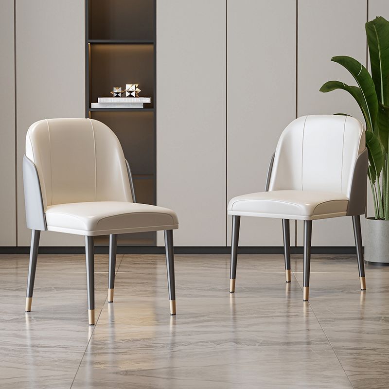 Scandinavian Style Leather Dining Chairs Solid Back Armless Dining Chair Clearhalo 'Dining Chairs' 'Dining Tables & Seating' 'dining_chair' 'furn' 'furn_dining_chair' 'Furniture' 'Kitchen & Dining Furniture' 1200x1200_158fab38-8624-44d7-8595-fe2d14ff6047