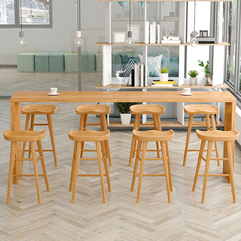 Contemporary Style 1/2/5/9 Pieces Bar Table Set Rectangle Wood Bar Table with Wood Stools Clearhalo 'Bar Furniture' 'furn' 'furn_home_bar_bar_sets' 'Furniture' 'Home Bars & Bar Sets' 'home_bar_bar_sets' 'Kitchen & Dining Furniture' 1200x1200_159022a7-2507-4921-9b37-6e4566c58d1e