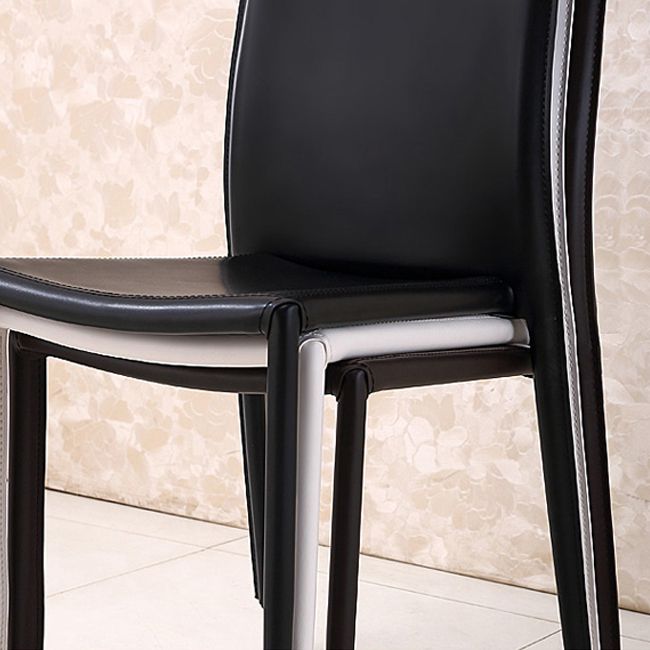 Minimalist Style Stacking Dining Chairs Solid Back Leather Chairs for Home (Set of 2) Clearhalo ' kitchen&dining_furn' 'Dining Chairs' 'Dining Tables & Seating' 'dining_chair' 'furn' 'furn_dining_chair' 'Furniture' 'furniture_dining_chair' 'Kitchen & Dining Furniture' 'kitchen' 1200x1200_1590f3ab-9a52-49b1-9e06-b7734e741ce7