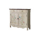 2 - Drawer Distressed Wood Cabinet 40.9" W Hand Painted Door Storage Cabinet