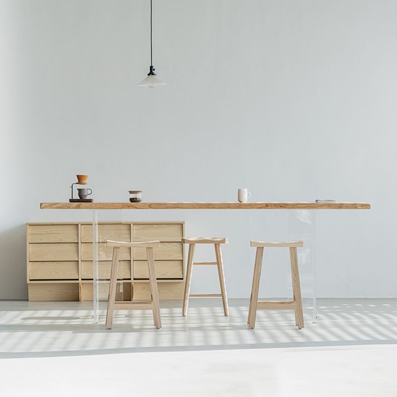 Rectangle Ash Solid Wood Bar Dining Table Double Pedestal Bar Table for Living Room Clearhalo 'Bar Furniture' 'Bar Tables' 'bar_tables' 'furn' 'furn_bar_tables' 'Furniture' 'Kitchen & Dining Furniture' 1200x1200_15938b42-99d7-413d-8871-c50e9c0e3efc