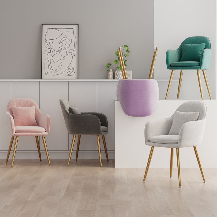 Flannelette Scandinavian Dining Arm Chair Solid Back Matte Color Dining Chair Clearhalo ' kitchen&dining_furn' 'Dining Chairs' 'Dining Tables & Seating' 'dining_chair' 'furn' 'furn_dining_chair' 'Furniture' 'furniture_dining_chair' 'Kitchen & Dining Furniture' 'kitchen' 1200x1200_1594c4e1-70d2-41d7-903e-6f034d7c6daf