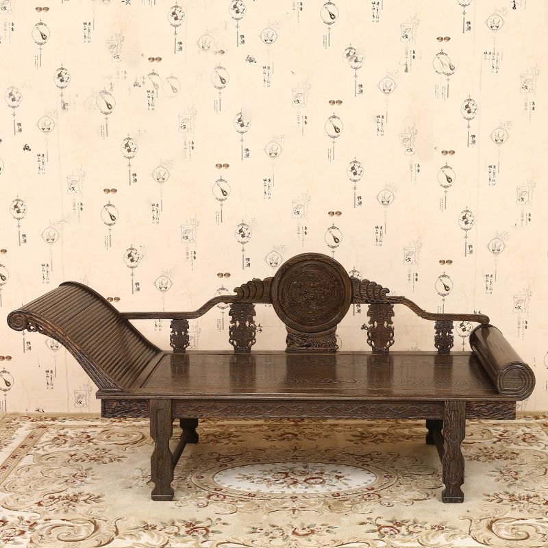 Traditional Espresso Solid Wood Chaise Lounge Couch with Round Arms Clearhalo 'Chairs & Seating' 'Chaise Lounge' 'chaise_lounge' 'furn' 'furn_chaise_lounge' 'Furniture' 'Living Room Furniture' 1200x1200_1595dd17-06ea-4cc9-9885-6861e06b7685