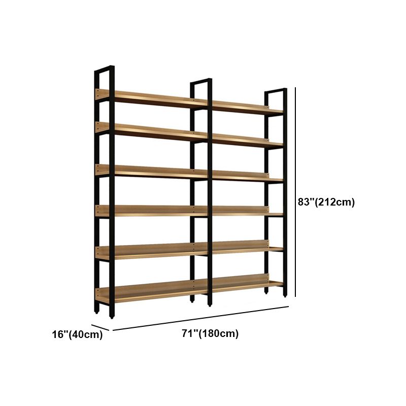 Vertical Industrial Etagere Bookshelf Steel Frame Solid Wood Shelf Bookshelf Clearhalo 'Bookcases' 'furn' 'furn_bookcases' 'Furniture' 'furniture_bookcases' 'kitchen' 'kitchen_bookcases' 'Living Room Furniture' 'Office Furniture' 1200x1200_15965697-2ca6-4977-a032-e0d4fd282257