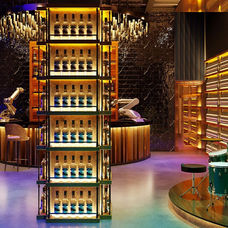 Pastel de vino de metal moderno con estante de soporte de vino de piso de estante para restaurantes