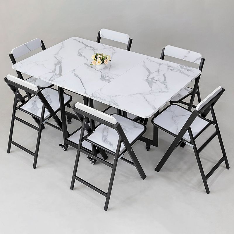 Contemporary Style Sintered Stone Dining Table with Removable Leaf and Trestle Base Clearhalo 'Dining Room Sets' 'Dining Tables & Seating' 'dining_room_set' 'furn' 'furn_dining_room_set' 'Furniture' 'furniture_dining_room_set' 'Kitchen & Dining Furniture' 'kitchen&dining_furn' 'kitchen' 1200x1200_1598a530-e4ba-4220-b48c-5d51a8898421
