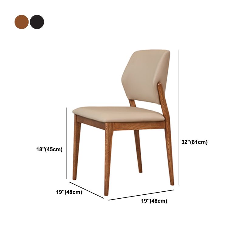 Ash Wood Legs Side Chair Modern Armless Dining Chairs with Upholstered