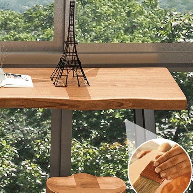 Pine Wood Bar Dining Table Industrial Bar Dining Table with Black Trestle Base Clearhalo 'Bar Furniture' 'Bar Tables' 'bar_tables' 'furn' 'furn_bar_tables' 'Furniture' 'furniture_bar_tables' 'Kitchen & Dining Furniture' 1200x1200_159f4b73-f8ef-4cc7-b52d-39fbc92de14d